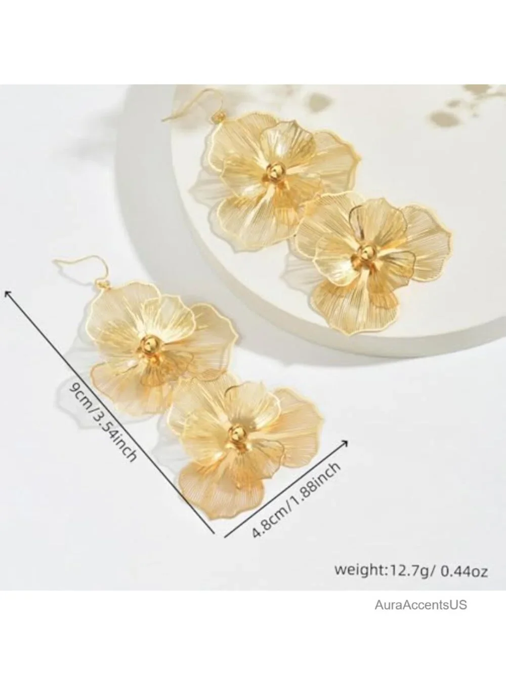 Gold Floral Dangle Earrings for Women Boho Statement Jewelry Gift